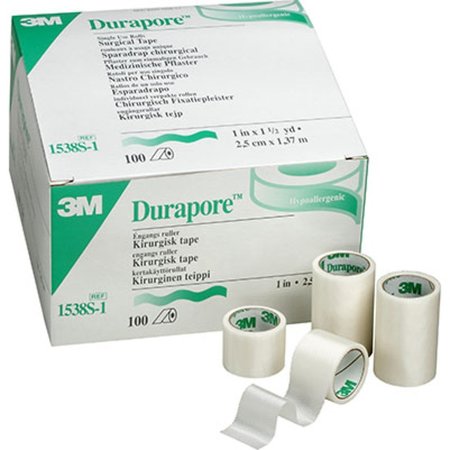 3M Medical Tape Durapore 1 x 15 yds White, 100Box 1538S-1